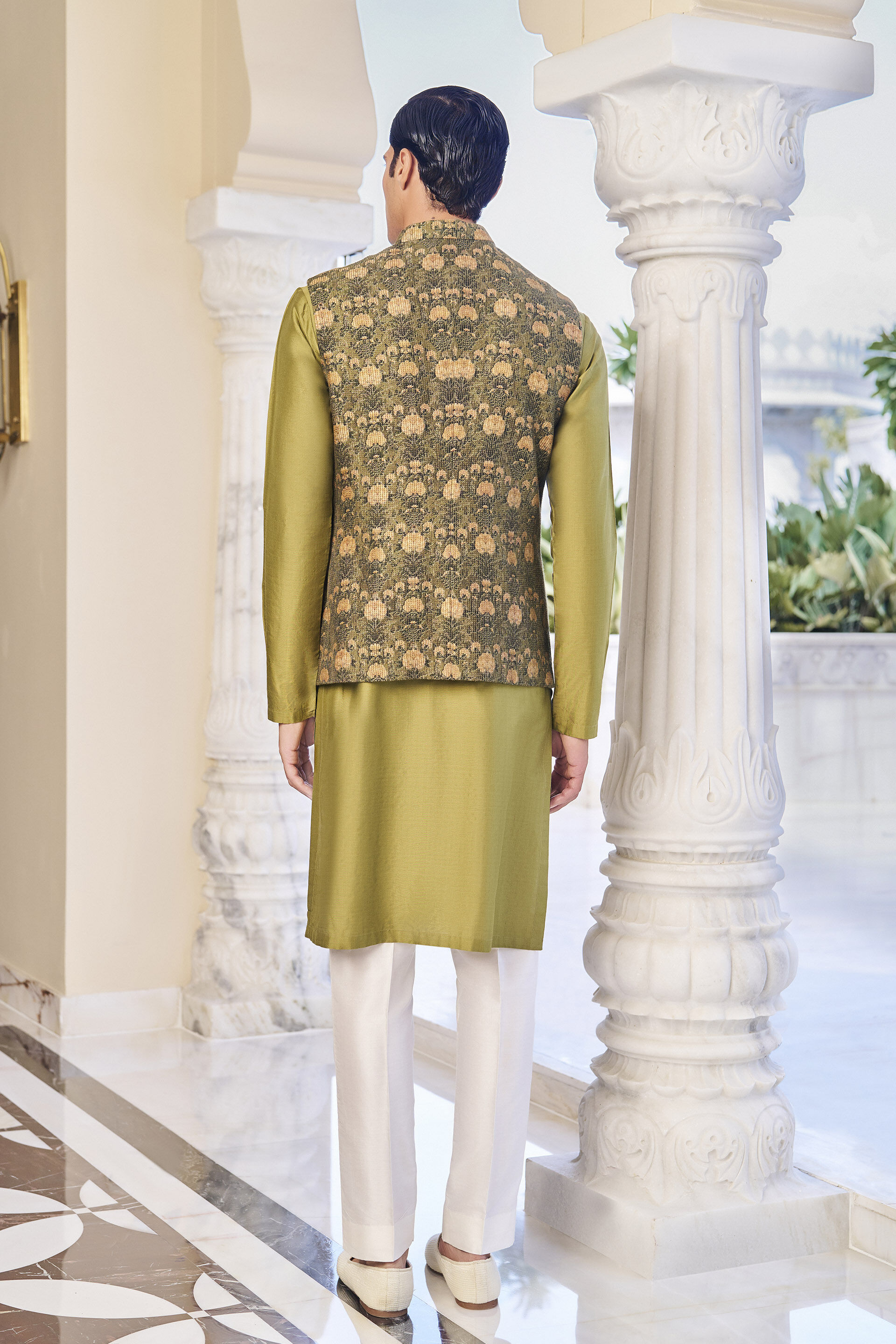 Aarav Olive Green Nehru Jacket